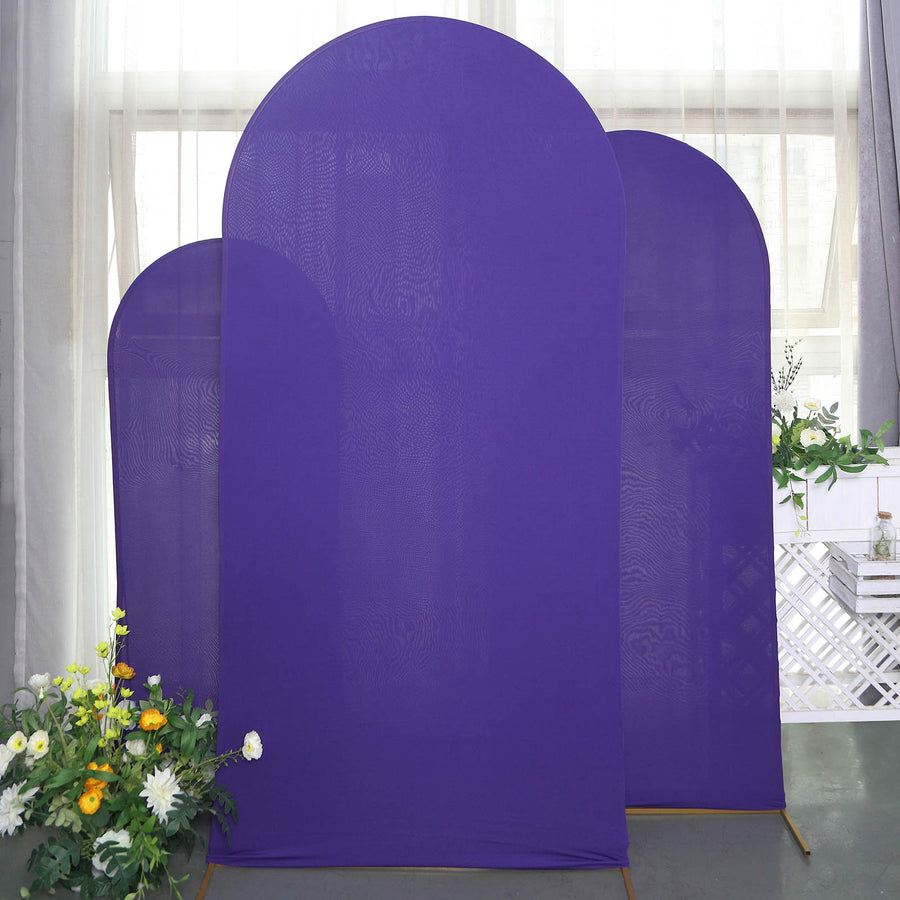 Set of 3 | Matte Purple Spandex Fitted Chiara Backdrop Stand Cover For Round Top