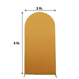 5ft Matte Gold Spandex Fitted Chiara Backdrop Stand Cover For Round Top Wedding Arch