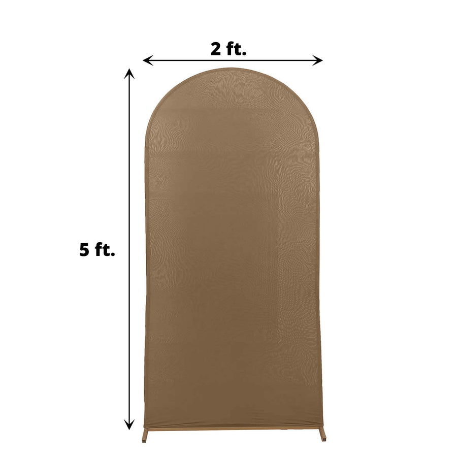 5ft Matte Taupe Spandex Fitted Chiara Backdrop Stand Cover For Round Top Wedding Arch