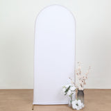 5ft Matte White Spandex Fitted Chiara Backdrop Stand Cover For Round Top Wedding Arch