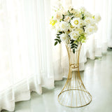 24inch Tall Gold Metal Wire Hourglass Flower Frame Stand, Open Frame Reversible Trumpet