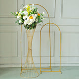 48inch Tall Gold Metal Wire Hourglass Flower Frame Stand, Open Frame Reversible Trumpet
