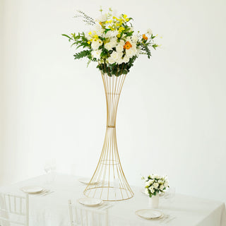 Chic and Stylish Gold Metal Wire Flower Stand for Stunning Displays