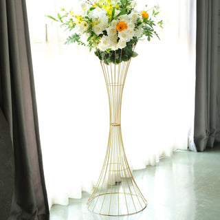 Make a Statement with the Gold Metal Wire Reversible Trumpet Centerpiece Stand
