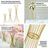 48inch Tall Gold Metal Wire Hourglass Flower Frame Stand, Open Frame Reversible Trumpet