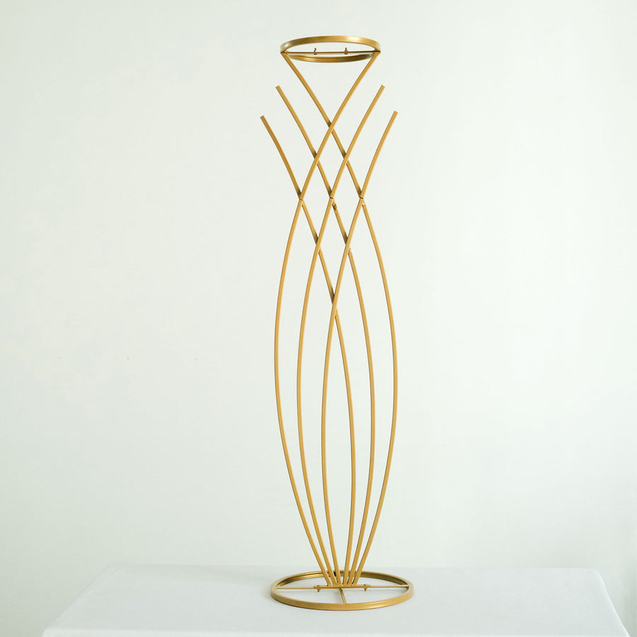 4ft Tall Gold Metal Wired Mermaid Tail Flower Frame Stand