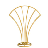32inch Tall Gold Metal Wire Scalloped Fan Shape Flower Frame Stand