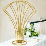 32inch Tall Gold Metal Wire Scalloped Fan Shape Flower Frame Stand