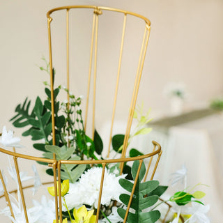 Create a Captivating Floral Display with Our Gold Metal Flower Frame Stand