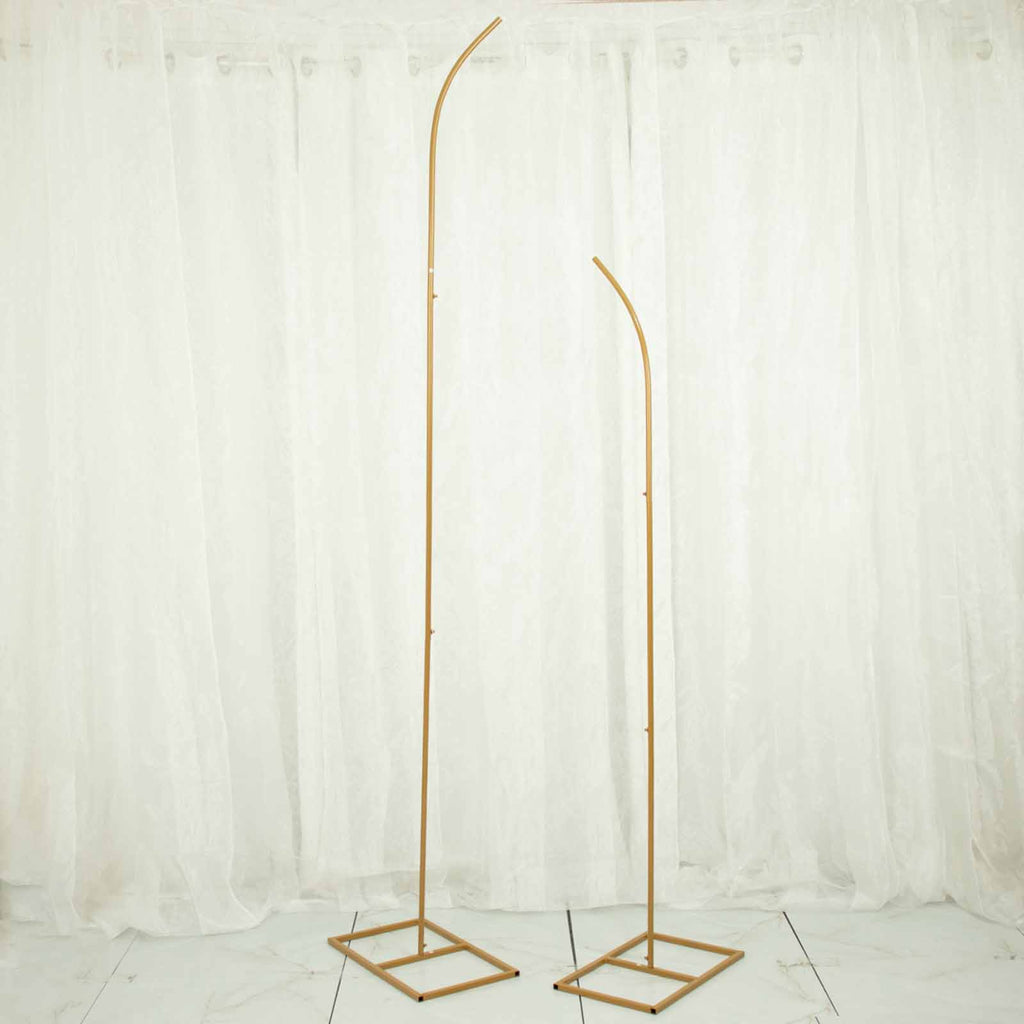 Set Of 2 | Gold Metal Curved Top Backdrop Stands