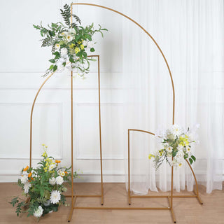 7ft Gold Metal Half Moon Floral Frame Wedding Arbor Stand