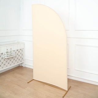 Create the Perfect Atmosphere with the 7ft Matte Beige Spandex Half Moon Chiara Backdrop Stand Cover