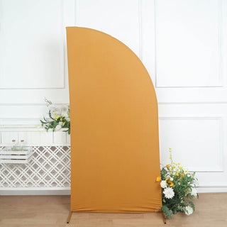 Elegant Matte Gold Spandex Half Moon Chiara Backdrop Stand Cover