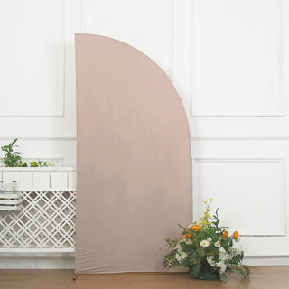 Elegant 7ft Matte Nude Spandex Backdrop for a Stunning Wedding Arch