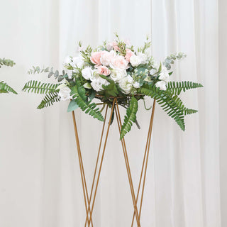 Create a Glamorous Atmosphere with Gold Open Column Pedestal Centerpieces