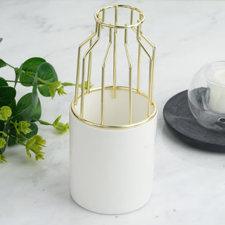 Endless Possibilities with the Gold Wrought Iron White Ceramic Vase