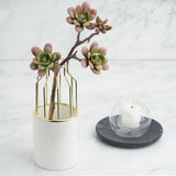 8" Gold Wrought Iron White Ceramic Vase Small Flower Pot