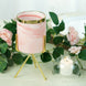 8" Pink | White Marble Swirl Ceramic Flower Pot Succulent Planter with Metal Gold Stand