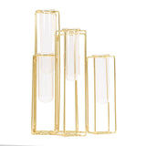 Set of 5 | 12inch Conjoined Gold Frame Test Tube Hydroponic Vases, Geometric Wedding Centerpieces