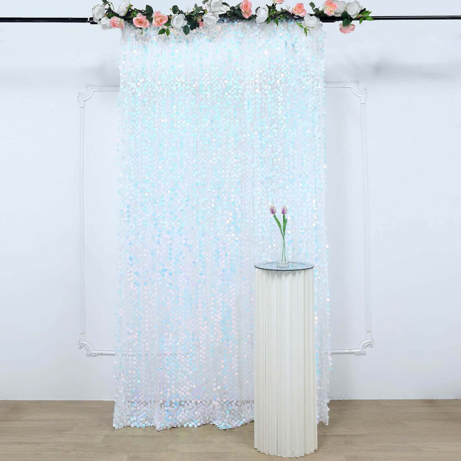 8ftx8ft Iridescent Blue Big Payette Sequin Photography Booth Backdrop