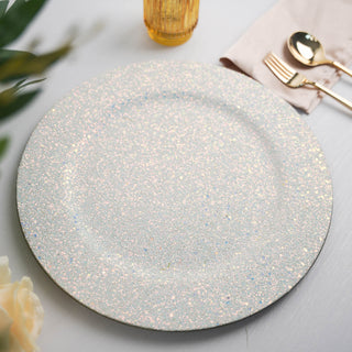 Add a Touch of Elegance with Iridescent Blue Glitter Charger Plates