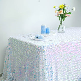 Transform Your Tables with the Iridescent Blue Sequin Tablecloth