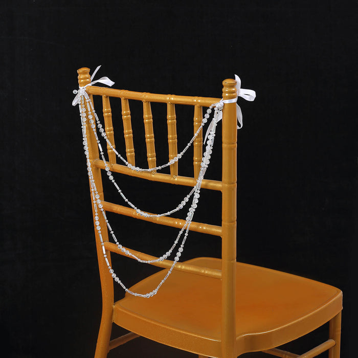 16inch Iridescent Faux Pearl Beaded Chiavari Chair Back Garland Sash