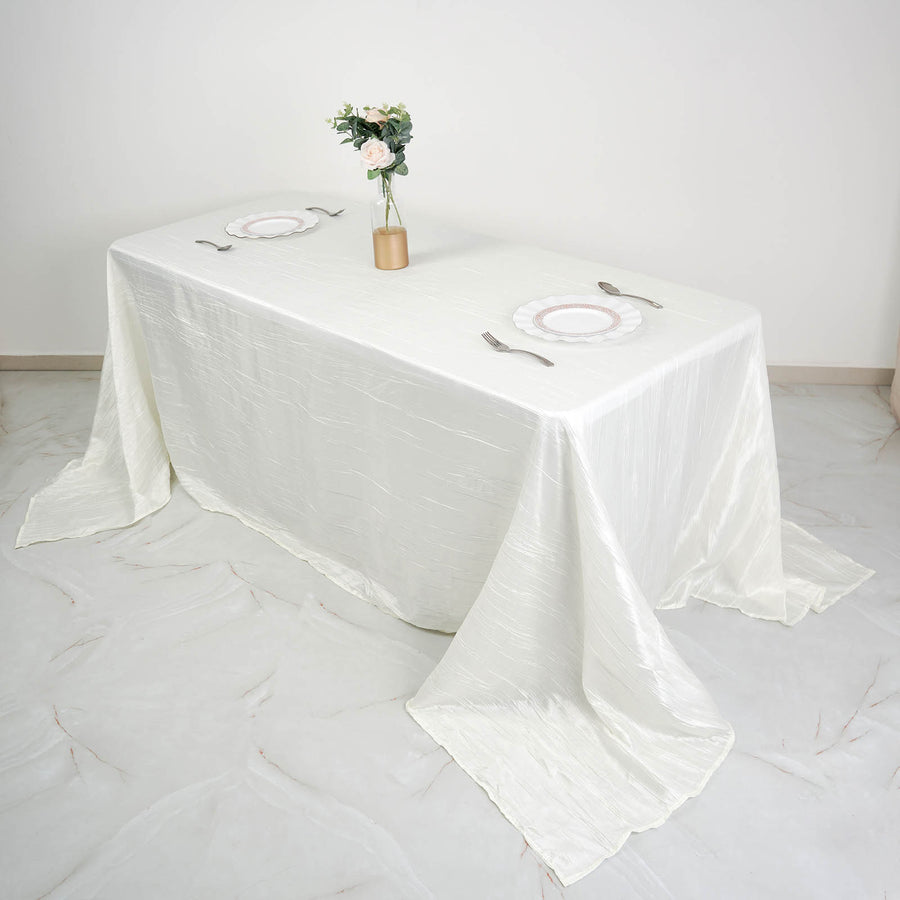 90x132Inch Ivory Accordion Crinkle Taffeta Rectangular Tablecloth