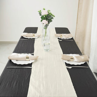 Elevate Your Table Decor with the Ivory Accordion Crinkle Taffeta Table Runner