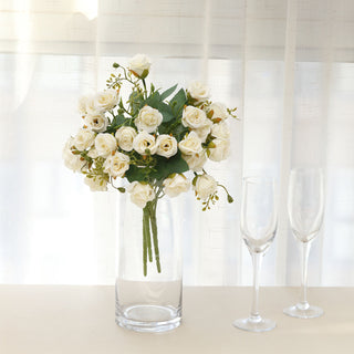 Elevate Your Décor with Ivory Artificial Open Rose Flower Arrangements