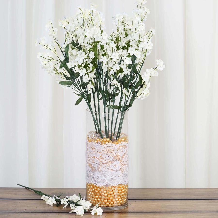 12 Stems | Ivory Artificial Silk Babys Breath Flower Bushes Spray