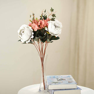 Elegant Ivory Artificial Silk Peony, Rose, and Hydrangea Flower Bouquet