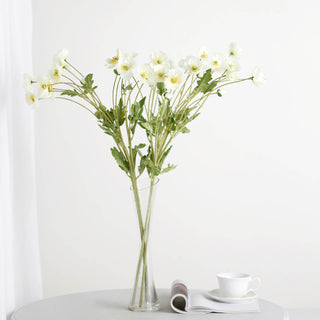 33" Ivory Artificial Silk Poppy Flower Bouquet Bushes