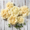 6 Pack Ivory & Cream Assorted Size Paper Peony Flowers - 7" | 9" | 11"