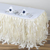 14FT Wholesale Ivory Enchanting Pleated Curly Willow Taffeta Wedding Party Table Skirt