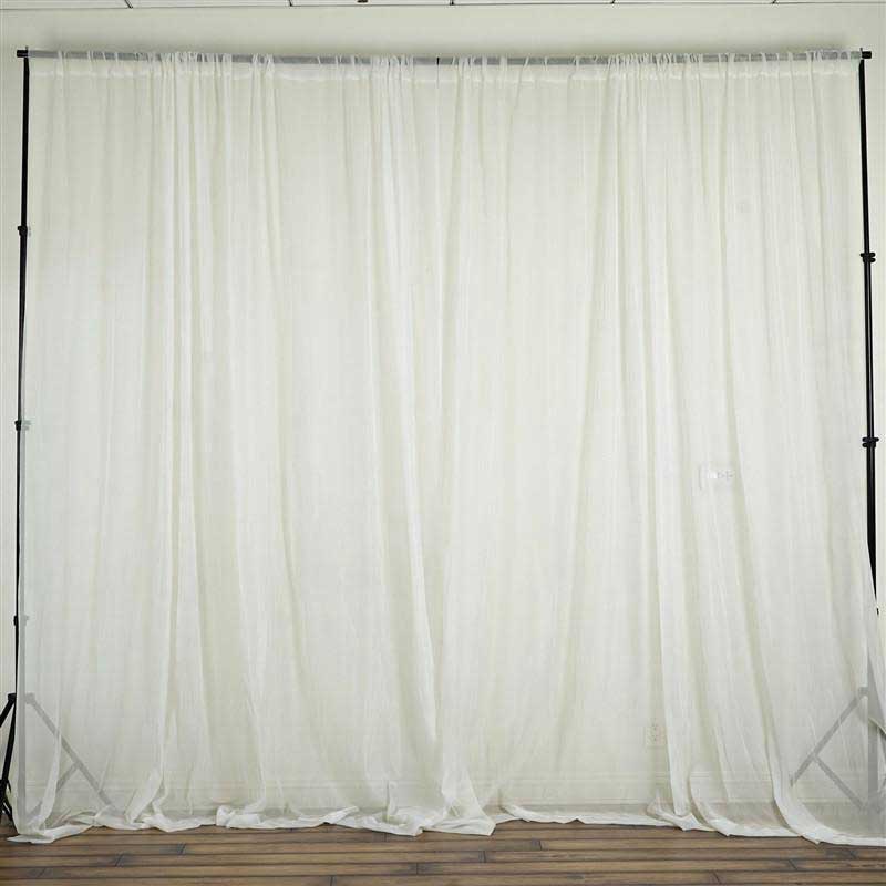 Ivory Fire Retardant Sheer Organza Premium Curtain Panel Backdrops With Rod Pockets - 10ftx10ft