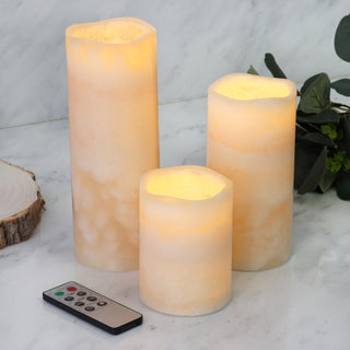 Set of 3 Ivory Flameless LED Pillar Candles