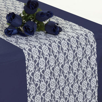 12"x108" Ivory Floral Lace Table Runner