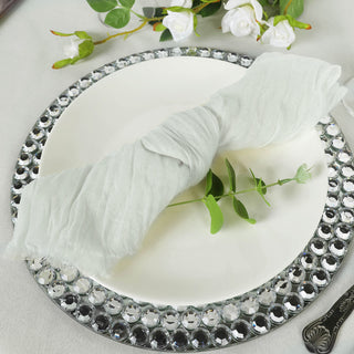 Ivory Gauze Cheesecloth Boho Dinner Napkins - Set of 5