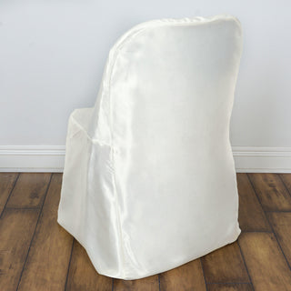 Ivory Glossy Satin Folding Chair Covers