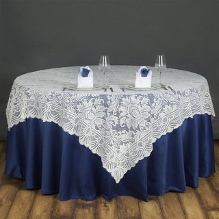 Elegant Ivory Lace Table Overlay for Stunning Wedding Table Decor