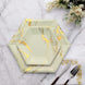 Ivory Marble 8.5inch Dessert Salad Paper Plates, Disposable Appetizer Hexagon Plates Gold Foil