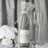 10 Pack | 6x15inches Ivory Organza Drawstring Party Favor Wine Gift Bags