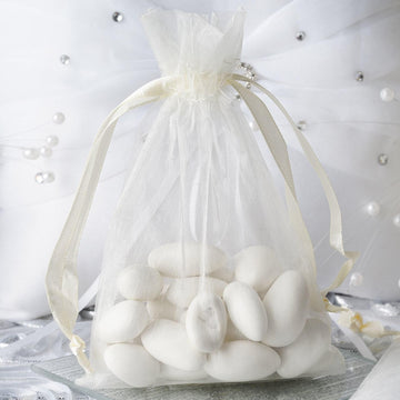 10 Pack 4"x6" Ivory Organza Drawstring Wedding Party Favor Gift Bags