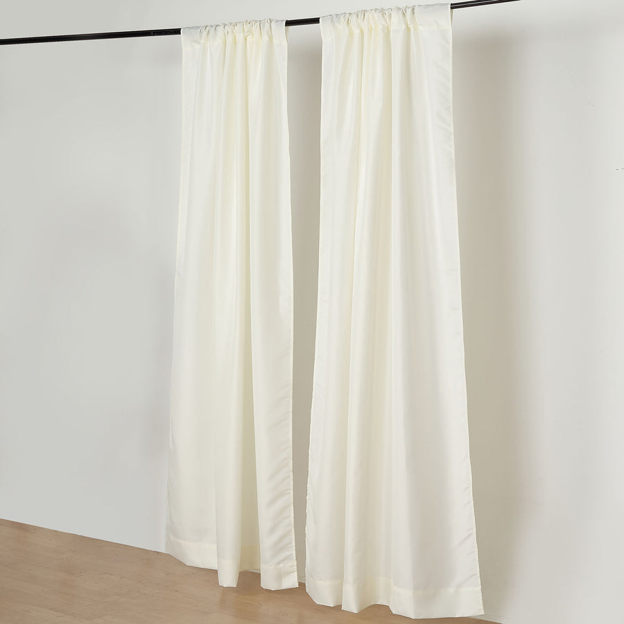 2 Pack Ivory Polyester Event Curtain Drapes, 10ftx8ft Backdrop Event Panels With Rod Pockets 130 GSM