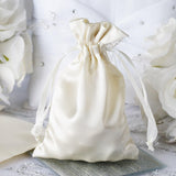 12 Pack | 4x6inch Ivory Satin Drawstring Wedding Party Favor Gift Bags