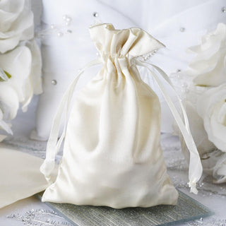 Ivory Satin Drawstring Wedding Party Favor Gift Bags - Add Elegance to Your Event Decor