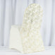Ivory Satin Rosette Spandex Stretch Banquet Chair Cover, Fitted Chair Cover