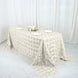 90x132inch Ivory Grandiose 3D Rosette Satin Rectangle Tablecloth