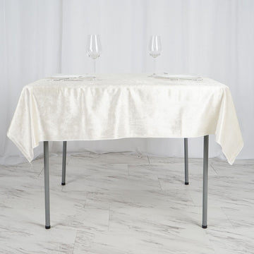 54"x54" | Ivory Seamless Premium Velvet Square Tablecloth, Reusable Linen